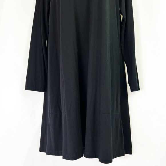 NWT J.Crew Black Swingy Long Sleeve Dress (M) Soft Modal Trapeze T-Shirt Pockets - Picture 5 of 13